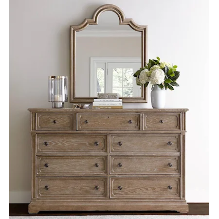Dresser with Flip-Down Drawer & Mirror